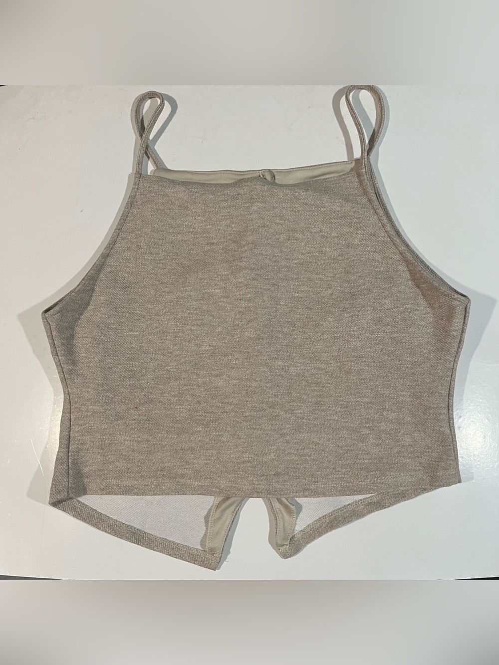 Zara Taupe Ribbed Button-Front Tank Top - Picture 2 of 10